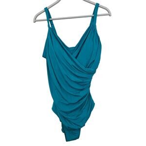 NEW Jantzen Women's Teal Twist V-Neck One-Piece Size: 22W